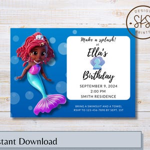 Ariel Invitation | Disney Junior Ariel | Customizable Birthday Invitation