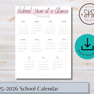 School Year at Glance Academic Calendar 2025-26