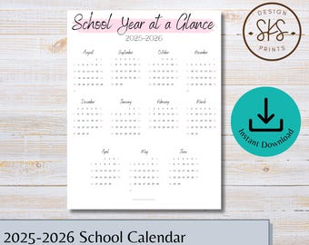 School Year at Glance Academic Calendar 2025-26
