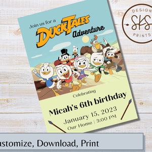 Ducktales Birthday Invitation | Customizable | INSTANT DOWNLOAD