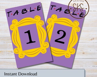 Friends Wedding Table Numbers: Bridal Shower Decor (Digital Download)