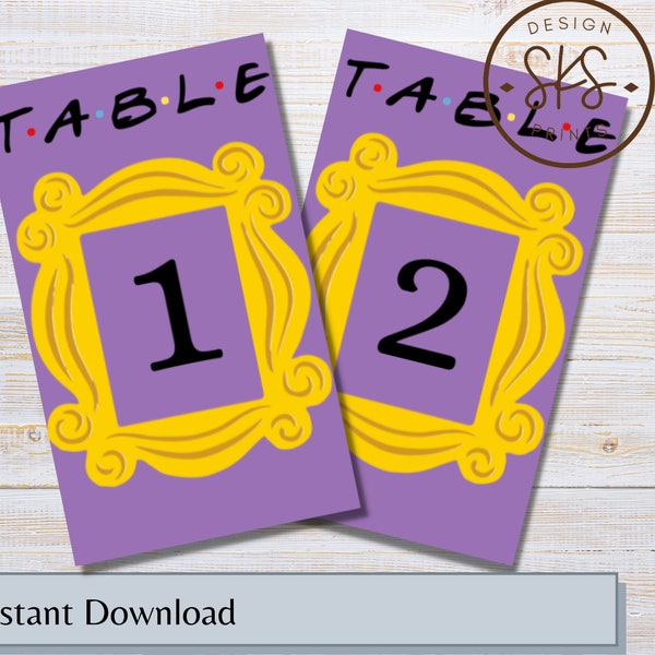 Friends Inspired Table Numbers l Friends Wedding Table Numbers l Friends Bridal Shower