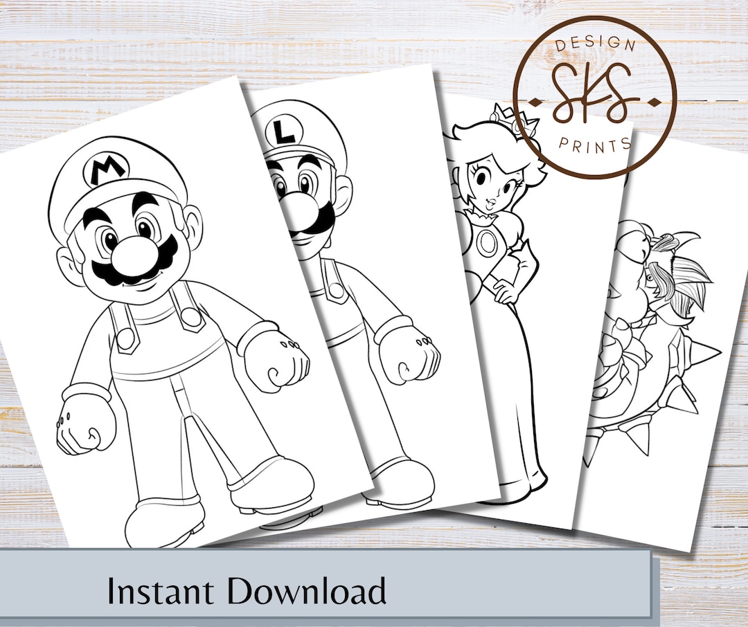 Mario Coloring Sheets | Party Favors | Mario Birthday Party - Etsy