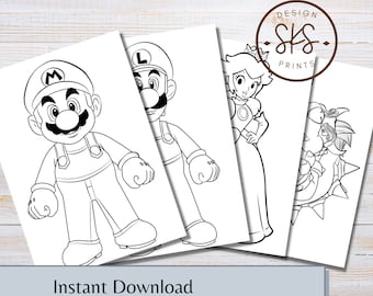 Desenhos do Mario para colorir: lembrancinhas de aniversário (download digital)