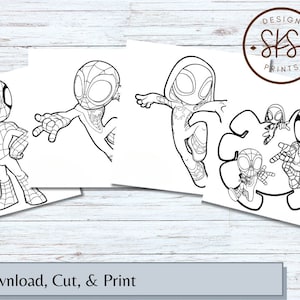 Spidey & Friends Coloring Pages: Birthday Party Favors (PDF Digital File)