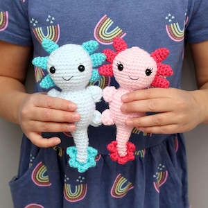 Cute Amigurumi Axolotl Crochet Pattern, Plush Salamander Stuffed Animal, Handmade Axolotl Toy PDF Tutorial for Beginners