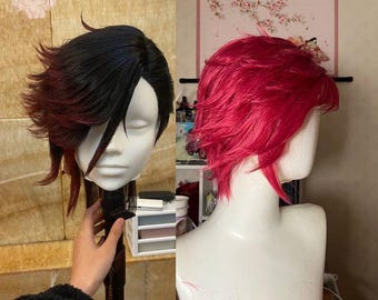 Vi-Arcane Schwarz und Rot, Cosplay Perücke Haar, Anime, Manga, Charakter Perücke, Für Cosplay Events