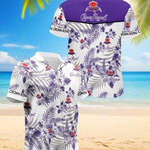 Chemise hawaïenne unisexe à manches courtes Crown Royal, chemise Aloha bière tropicale pour hommes et femmes, chemise de plage d&#39;été, chemise cadeau Crown Royal