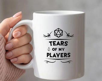 D&D Würfelbecher Tears of My Players Keramik Kaffeetasse Tabletop RPG Gamer Geschenk 11oz