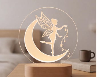 Lampada lunare fatata, luce notturna fatata, decorazione stravagante per la camera da letto, luce celeste per la cameretta, regalo fantastico per gli amanti delle fate