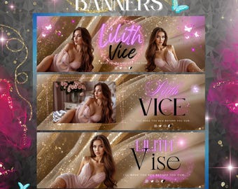 Glam Model Onlyfans Banner Template, Tease Social Header (Canva Editable)