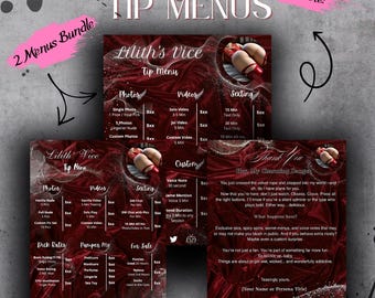 Red Silver Goddess OnlyFans Tip Menu Templates, 3-in-1 (Canva Editable Digital Download)