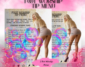 Foot Worship Tip Menu Template, Spicy Custom Fetish  Menu (Canva Editable)