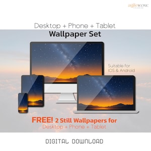 Golden Horizon Starry Sky Wallpaper | Desktop, Phone, Tablet (Digital Download)