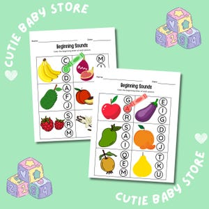 Beginning Sounds Worksheet | Phonics Activity for Preschool & Kindergarten | Letter Recognition | Alphabet Sound Matching | Printable PDF