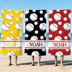 Toalla de playa personalizada con el nombre del equipo de béisbol, toalla de playa personalizada para compañeros de equipo de béisbol, toalla de playa deportiva de secado rápido personalizada, regalo personalizado