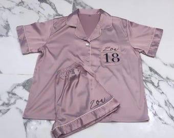 Personalised birthday pyjama set for women 21 16 18 30 40 50