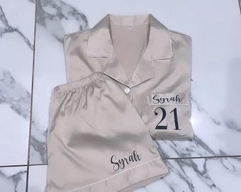 Personalised birthday pyjama set for women 21 16 18 30 40 50