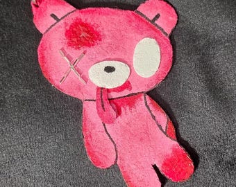 Kawaii Zombie Bear Felt Keychain – Creepy Pink Bear Charm