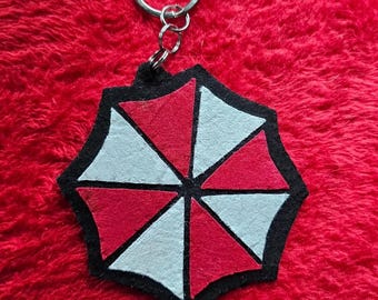 Red and white umbrella keychain