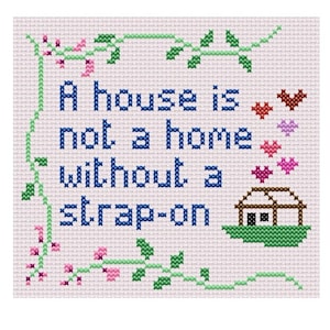 Ett hus är inte ett hem utan ett lesbiskt gulligt korsstygnsmönster i PDF-format