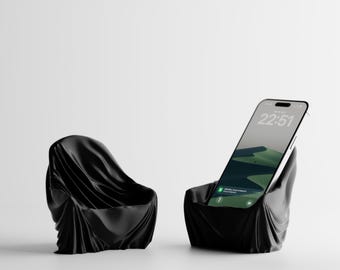 Designer Phone Holder – Draped Cushion Sculpture | 3D Printed PLA Smartphone Stand
