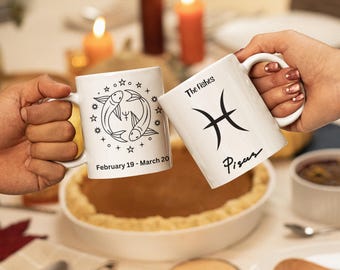 Pisces Sternzeichen Becher: 11 Unzen Astrologie Trinkgefäß aus Keramik