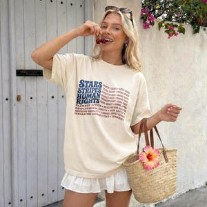 Stars and Stripes Human Rights Shirt, Equality Freedom Graphic Tee,Inclusive American Values Apparel,Unity Pride Statement Top,Simple Hoodie