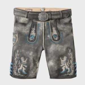 Men&#39;s Genuine Leather Lederhosen Shorts: Bavarian Oktoberfest Costume with Belt