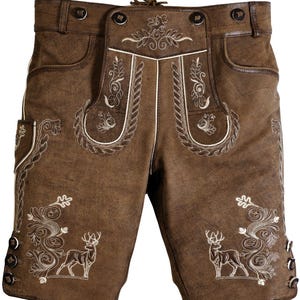 Men&#39;s Genuine Leather Lederhosen Shorts: Bavarian Oktoberfest Outfit