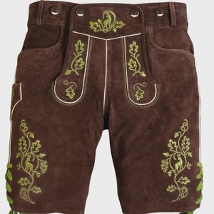 Men&#39;s Genuine Leather Lederhosen Shorts: Bavarian Oktoberfest Costume