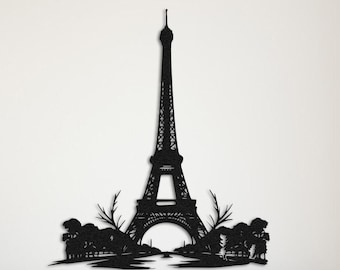 Decoración de pared metálica con forma de Torre Eiffel: decoración para el hogar en París, temática de viajes -metal negro-decoración de pared metálica-decoración de pared moderna