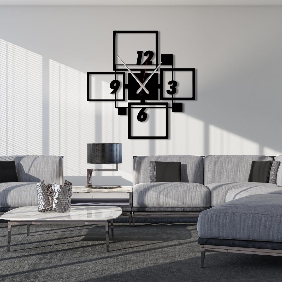 Geometric Wall Clock – Modern Abstract Square Designer Timepiece - Etsy