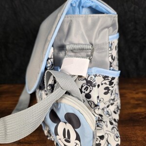 Disney Mickey Mouse Diaper Bag, Gray & Baby Blue, Changing Pad, Pacifier Holder image 4
