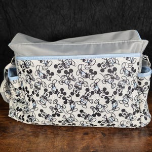 Disney Mickey Mouse Diaper Bag, Gray & Baby Blue, Changing Pad, Pacifier Holder image 5