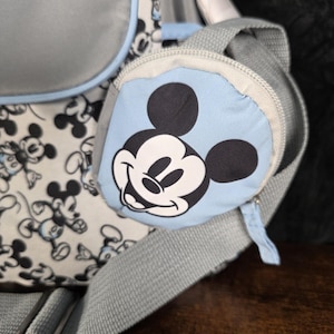 Disney Mickey Mouse Diaper Bag, Gray & Baby Blue, Changing Pad, Pacifier Holder image 9
