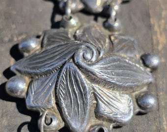 Los Castillo Sterling Silver Leaf Bracelet | Vintage Taxco Mexican Modernist 1940s
