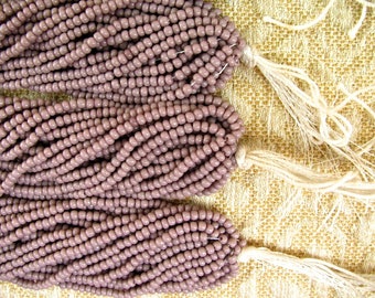 Glass Seed Beads, Size 10, Full 12-Strand Hanks, Opaque Dusty Purple