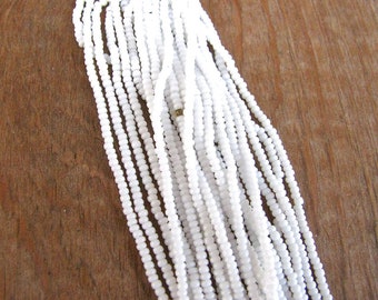White Opaque Seed Beads Size 13/0 Czechoslovakian Glass Full 12-Strand Hank