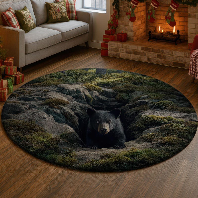 Three Bears Rug Black Bear 3d Rug - Etsy