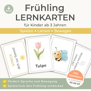 Spring Learning Cards for Children 3-5 Years | Picture Cards with & without Words | Daycare and Preschool | Language Development and Movement