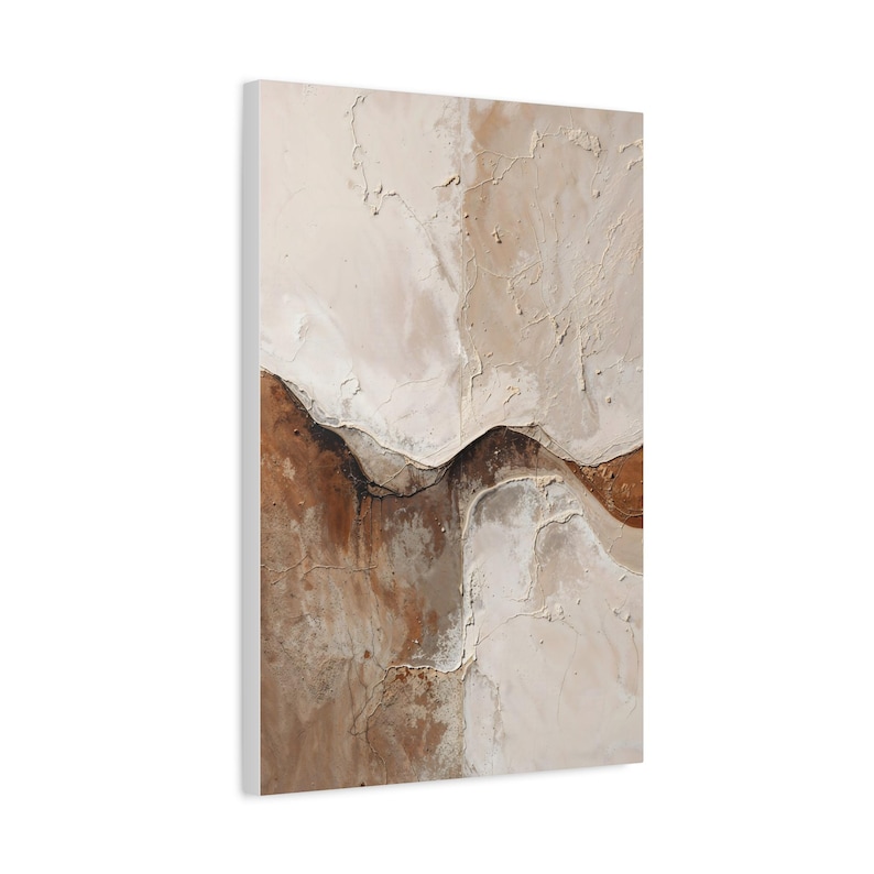 Abstract Japandi Canvas Wall Art – Wabi Sabi Minimalist Textured Beige ...