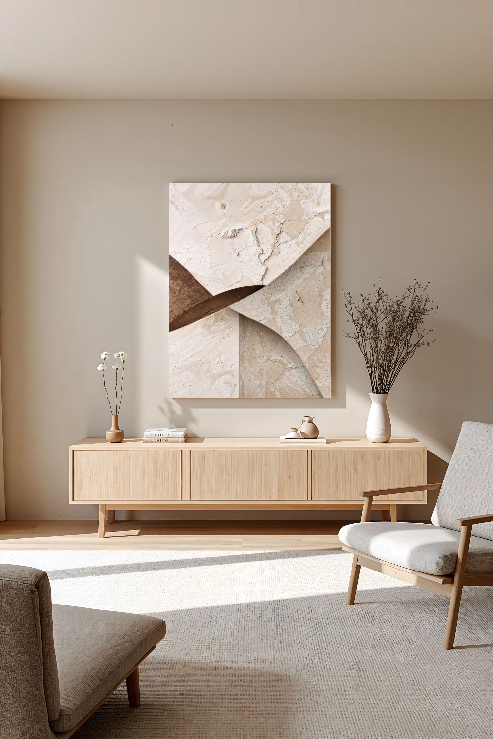 Wabi Sabi Textured Japandi Canvas Wall Art – Beige Minimalist Abstract ...
