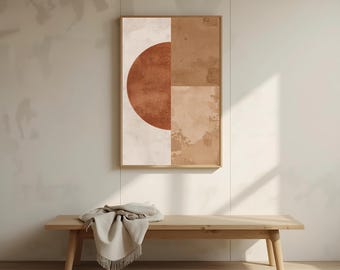 Large Japandi Abstract Wall Art | Wabi Sabi Printable Poster | Neutral Earthy Beige Minimalist Home Decor