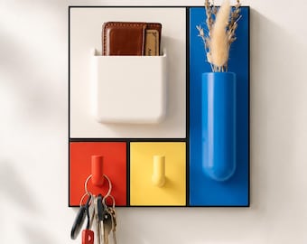 WORBY Modular Wall Organiser, Custom 3D Printed Storage Grid for Keys, Glasses, Shelves & Hooks