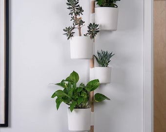 The Rail V2 - Wall Mounted Planter - Modern Vertical Herb & Plant Holder (Pine Dowel/Rail Included)