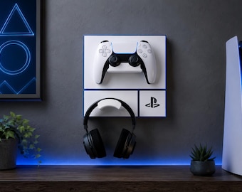 WORBY PS5 Wall Organiser, PlayStation 5 Controller and Headset Holder, Modular Gaming Wall Mount