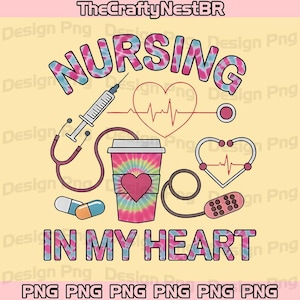 Soins infirmiers dans mon coeur PNG, infirmière chemise sublimation Design, infirmière drôle vie PNG, essentiel soins infirmiers tee coeur médical téléchargement numérique