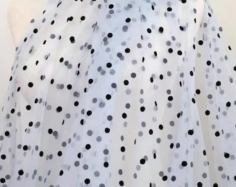 Black Tulle Black Flocking Polka Dot Bridal Lace Fabric For Girl Dress Tutu Dress Wedding Dress Bridal Veil