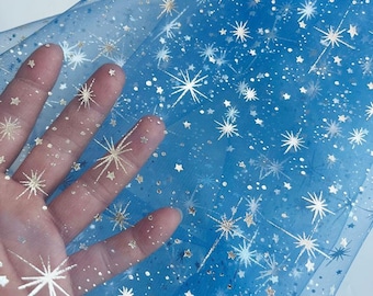 Glitter Star Lace Fabric Irregular Star Mesh Tulle for Weddings, Birthday Dress, Bridal Dress 1 yards
